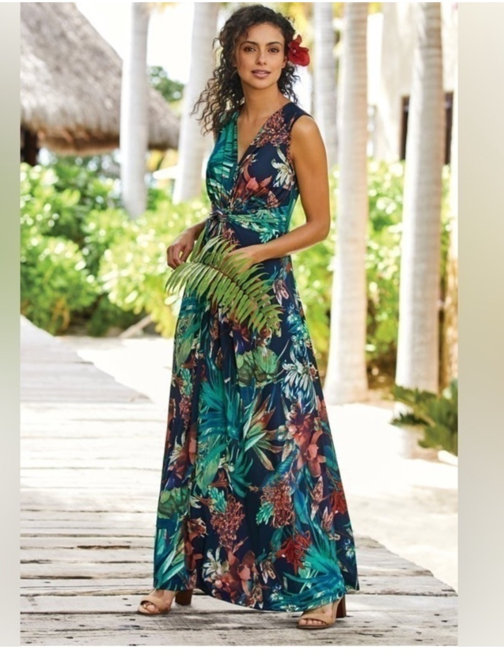 Spense Women’s Tropical Multicolor Pattern Maxi Dress in a Size Small